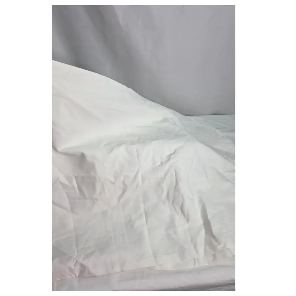 MooMee Full Duvet Cover Set White 100% Washed Cotton Linen Look 80x90